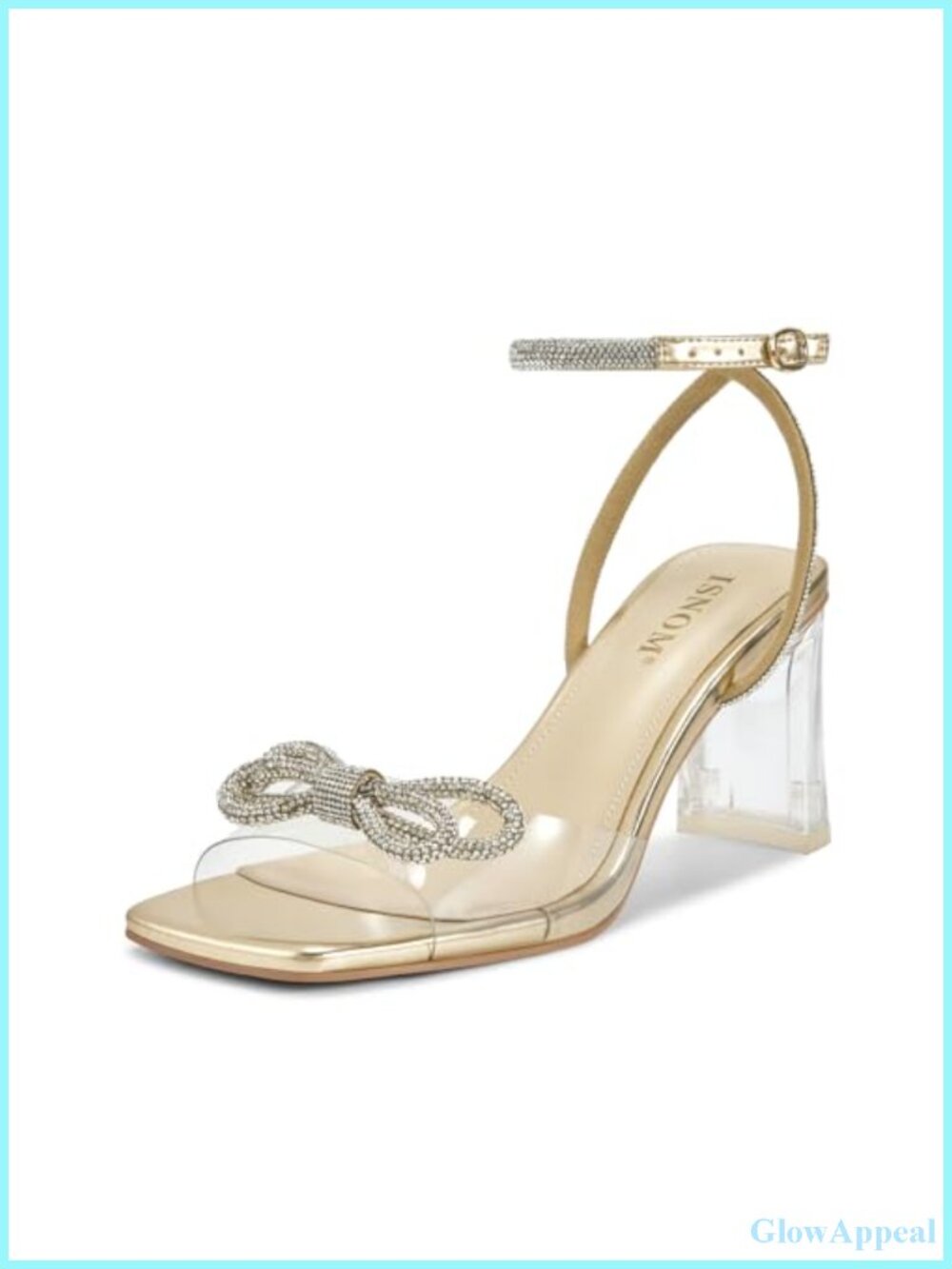 Clear Heels Square Toe Block Heel Ankle Strap PVC Wedding Party Shoes